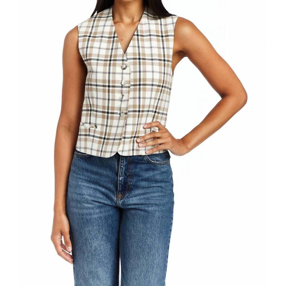 NEW DREW harper plaid vest in beige